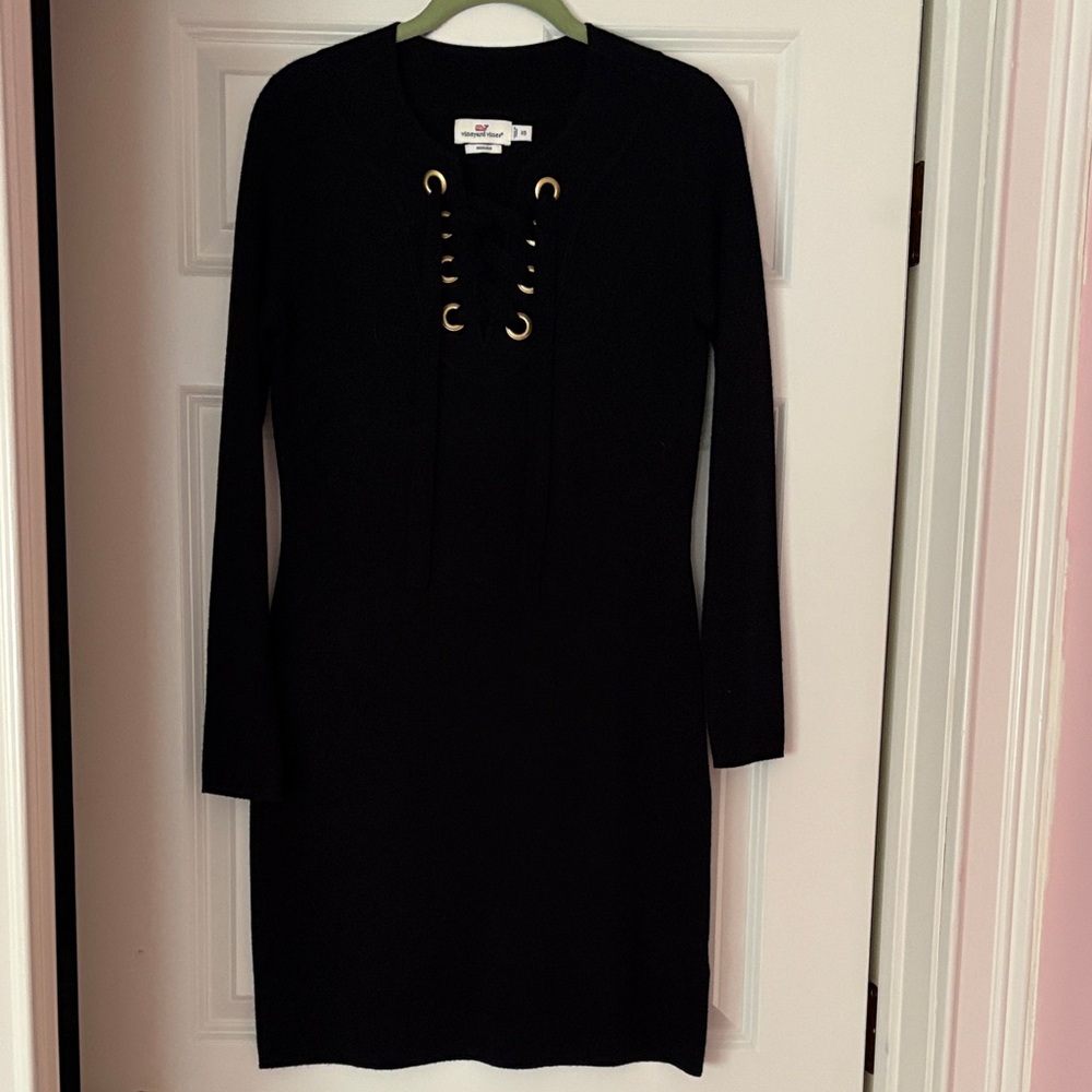 Vineyard Vines Black Dress with Gold Details